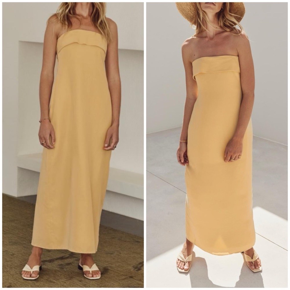DISSH Kai Strapless Midi Dress Butter Yellow